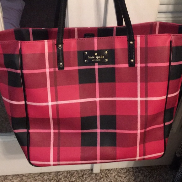 kate spade pink plaid purse
